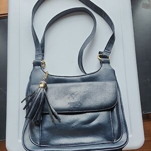 Rosetti Elegant Black Leather Shoulder Bag with Double Straps
